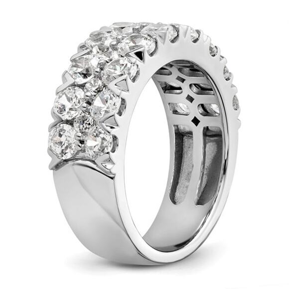 14K White Gold 3 Carat Lab Grown Diamond Double Row Band (VS/SI+, G+) - Picture 6 of 8